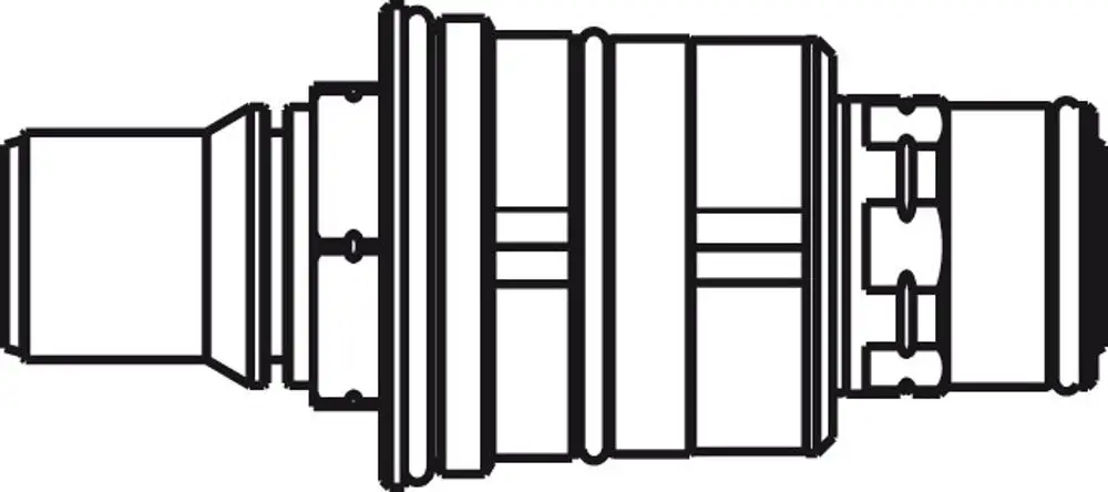 Thermoelement von Ideal Standard, dargestellt in einem schematischen Design, zeigt die Anschlüsse und Komponenten eines Thermostats ohne spezifische Maße oder zusätzliche Details.